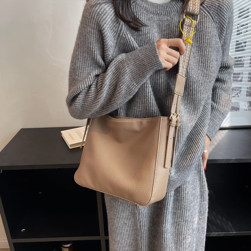 Wide Shoulder Strap Large Capacity Simple Fashion Female Bags