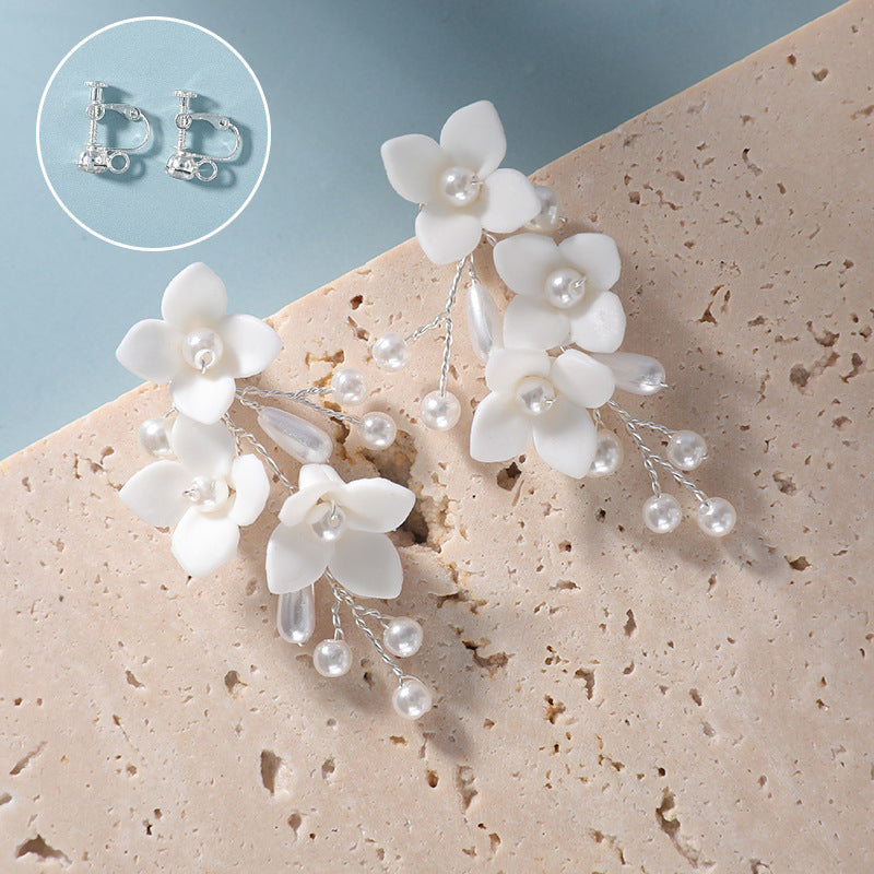 Fashion White Flower Pearl Earrings