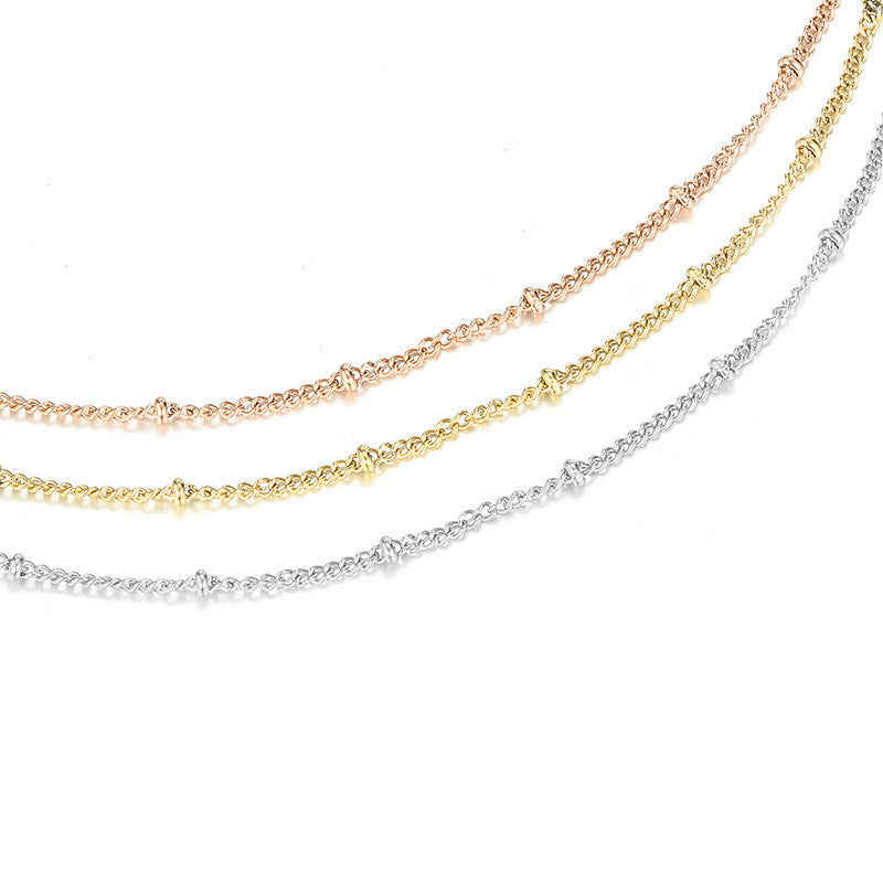Beaded Crystal Necklace 316L Titanium Steel Necklace