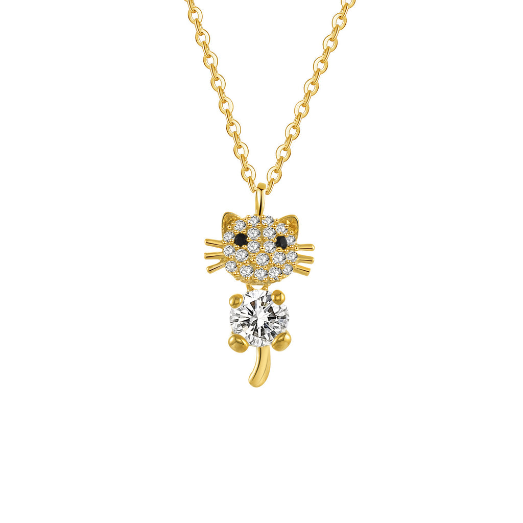 Cat Diamond Pendant Necklace Female Clavicle Chain