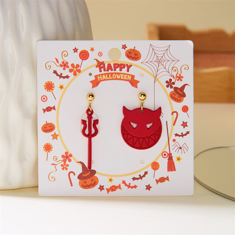 Halloween Funny Earrings Devil Hair Clasp Asymmetric