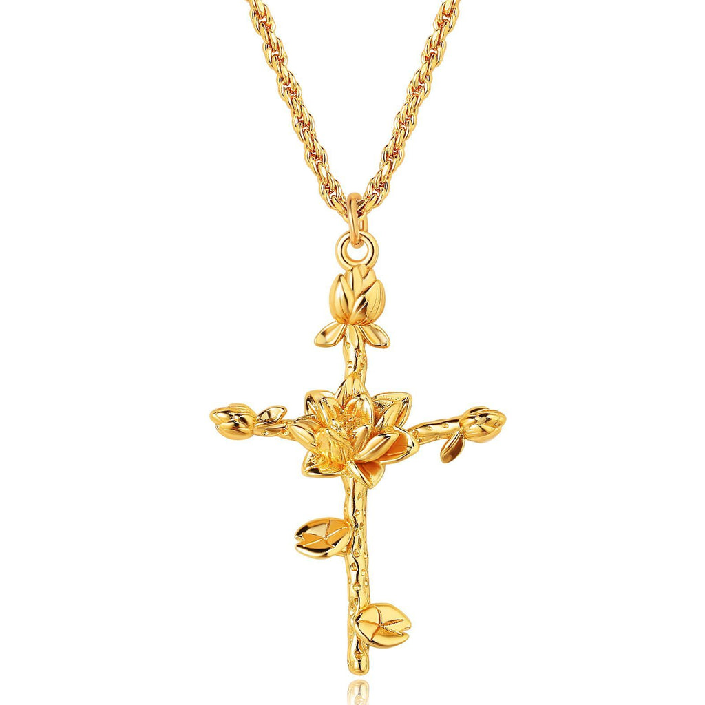 December Flower Necklace Cross Necklace Three-dimensional Vacuum