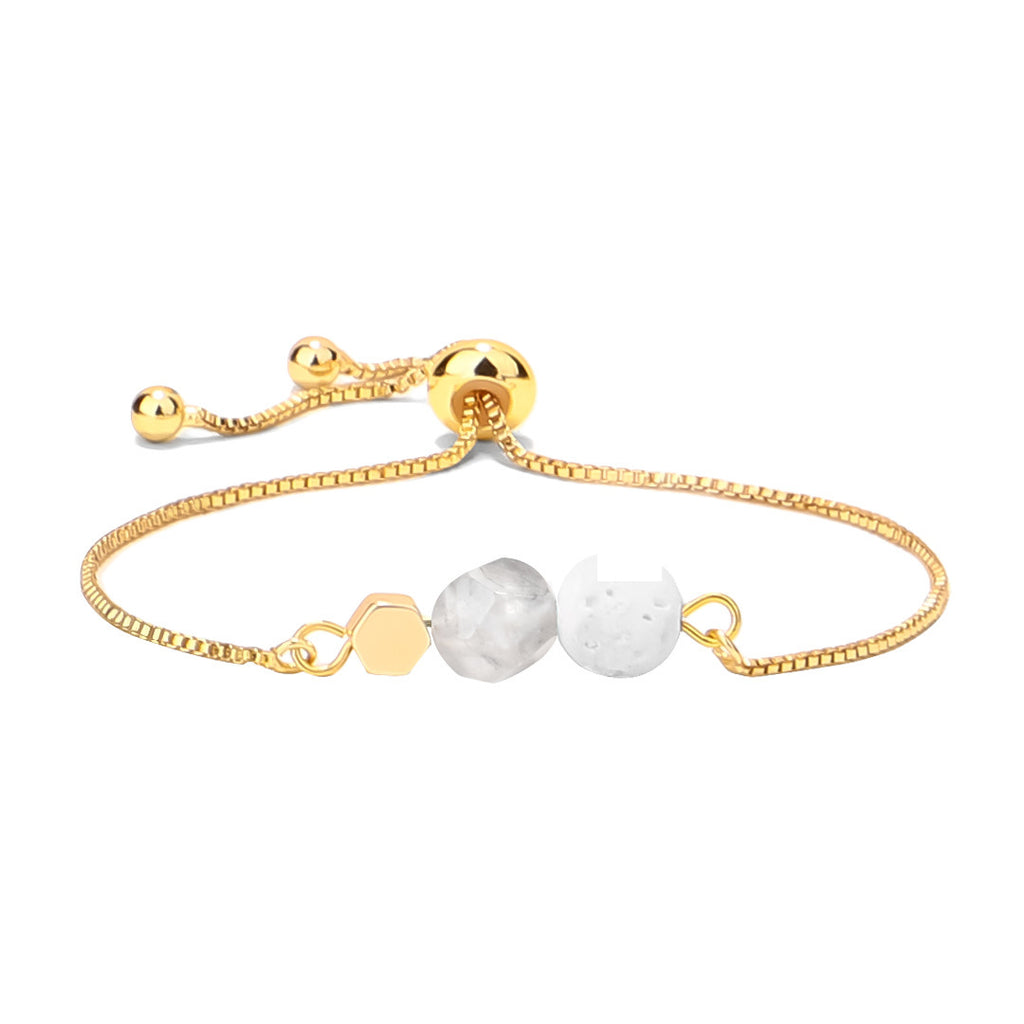 14K Gold Plated Color Preserving Box Chain Tiger Eye Volcanic Stone Yoga Bracelet