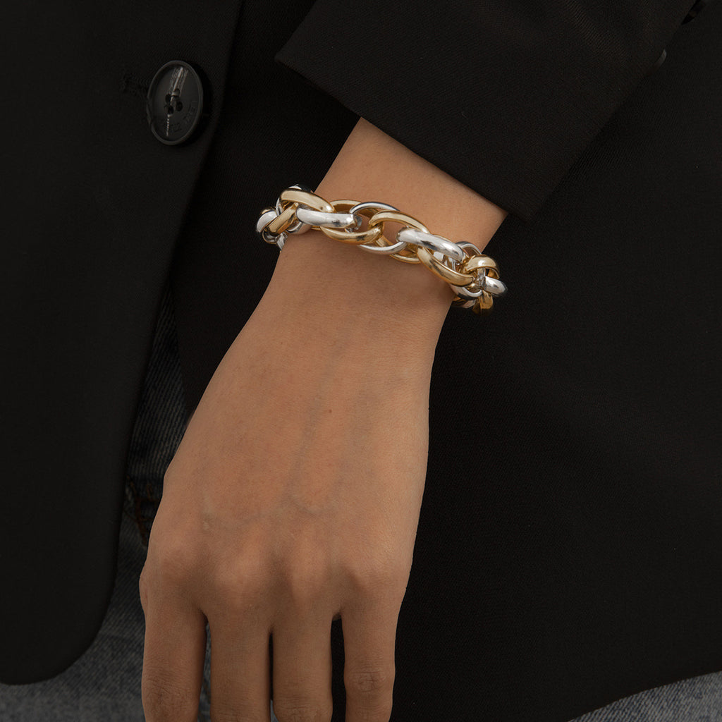 Exaggerated Hip-hop Color Matching Irregular Winding Metal Chain Bracelet