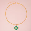 Enamel Green Four Heart Clover Necklaces For Women