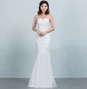 Sequined lace waist fishtail wedding dress