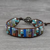 Chakra Bracelet Jewelry Handmade Multi Color Natural Stone Tube Beads Leather Wrap Bracelet Couples Bracelets Creative Gifts