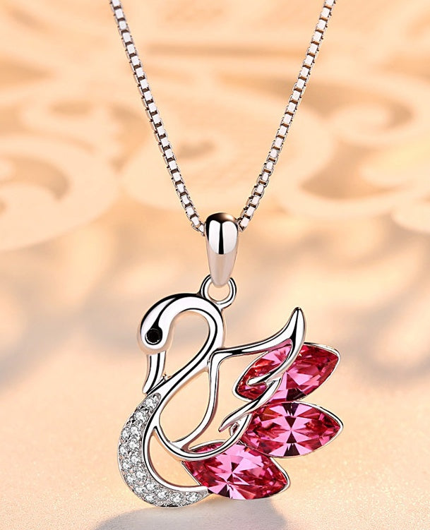 Glitter Swan Pendant necklace clavicle chain