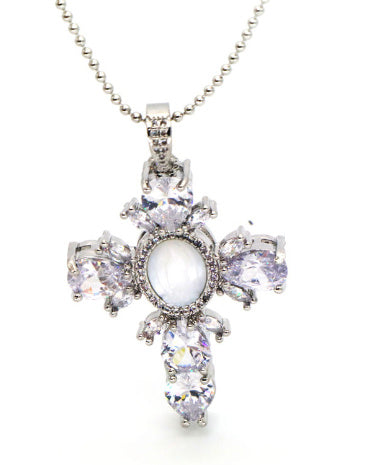 Temperament Versatile Diamond Cross Pendant Necklace Female
