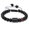 Twelve Constellation Black Glossy Bead Woven Bracelet