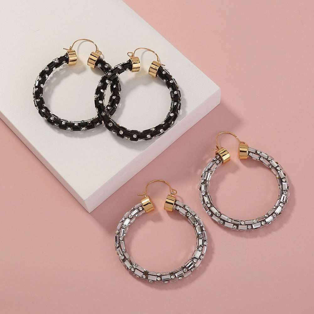 Exaggerated Trend, Thin Ear Hoop Hoop Earrings, Multi-color Combination Set Earrings