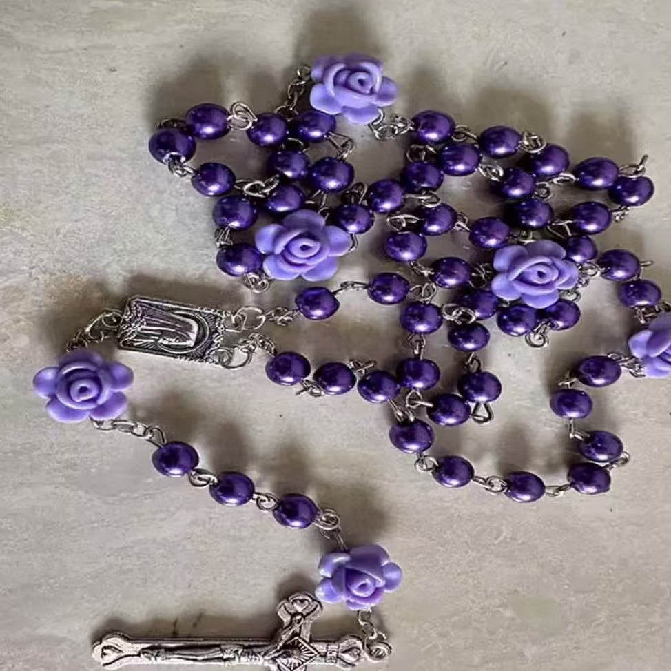 Rosary Necklace Rose Pearl Necklace Ornament