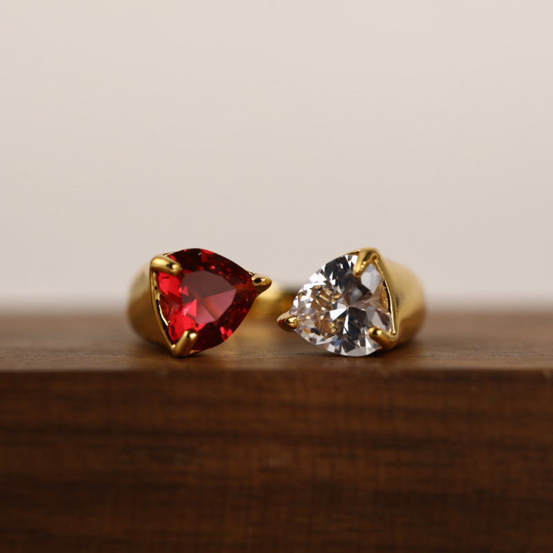 Zircon Ring Asymmetrical Opening Ring Personality
