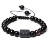 Twelve Constellation Black Glossy Bead Woven Bracelet