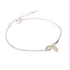 Small tender green leaf silver bracelet women