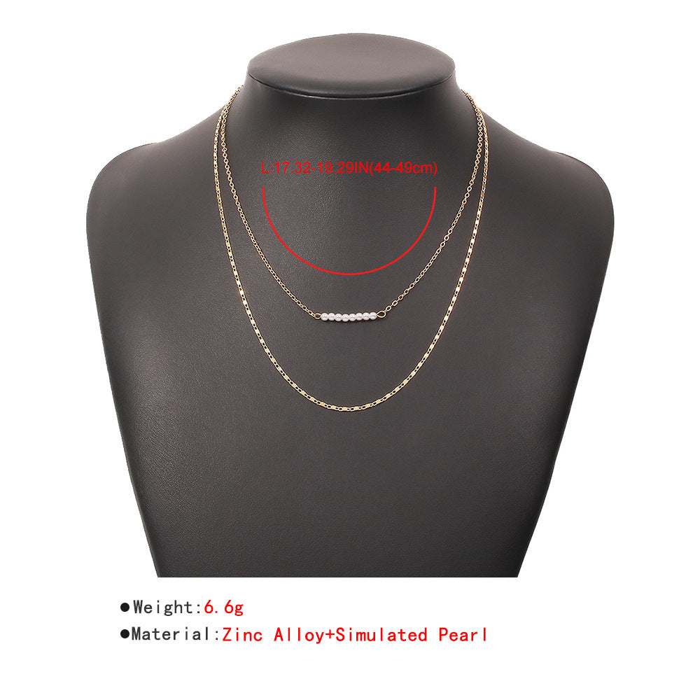 Pearl Necklace Alloy Retro Small Temperament Double Necklace