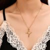 Alloy Rose Cross Pendant Necklace Earrings Earrings Necklace