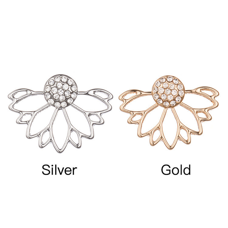 Hollow lotus shape full diamond earrings