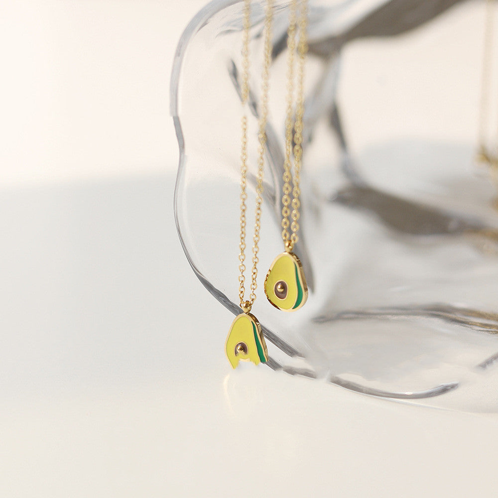 Small Colorful Oil Necklace Avocado Student Necklace