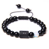 Twelve Constellation Black Glossy Bead Woven Bracelet