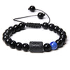 Twelve Constellation Black Glossy Bead Woven Bracelet
