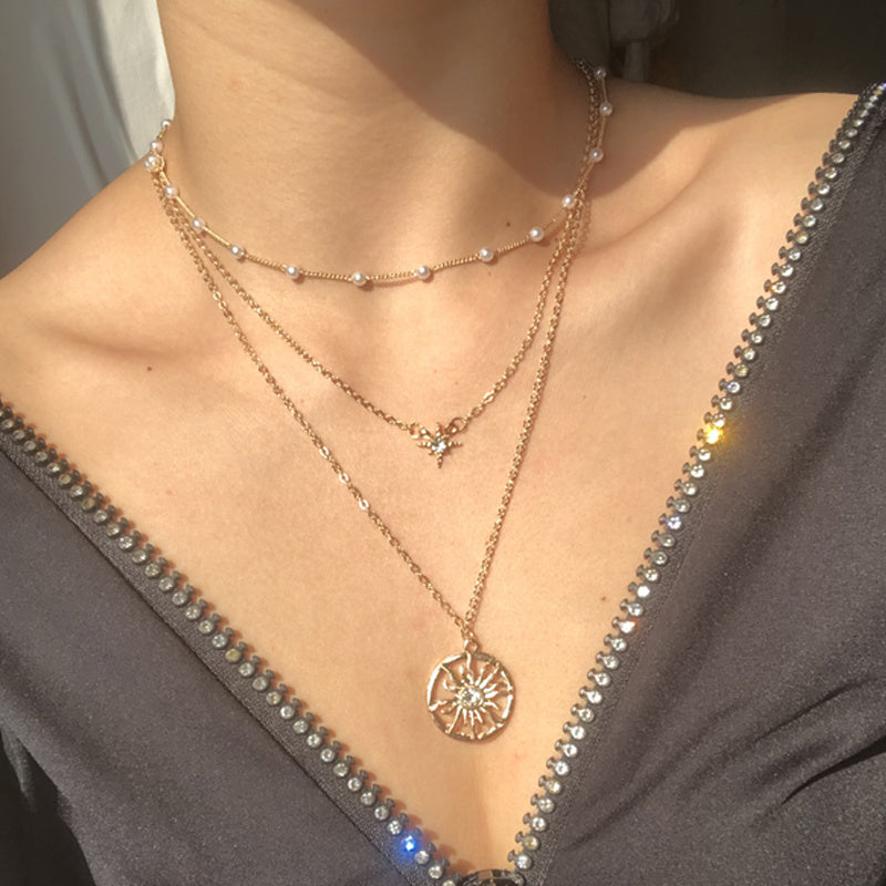 Multilayer Pearl Butterfly Necklace Multilayer Necklace Lady