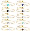 14K Gold Plated Color Preserving Box Chain Tiger Eye Volcanic Stone Yoga Bracelet