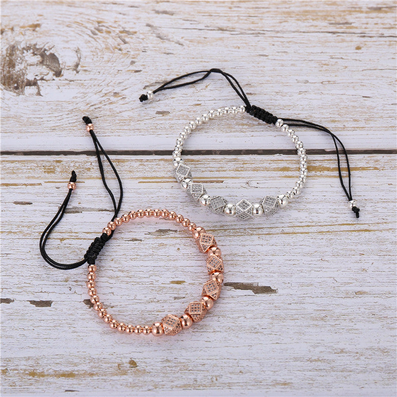 Woven five diamond four-color bracelet