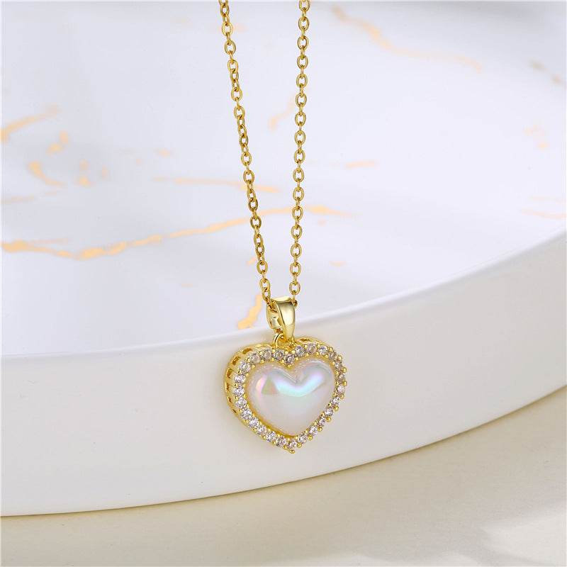 Mermaid Princess Pearl Love Stainless Steel Necklace Women