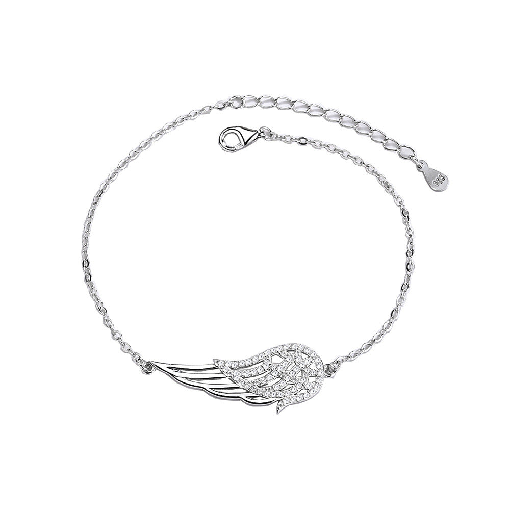 Sterling silver 925 angel wings bracelet women