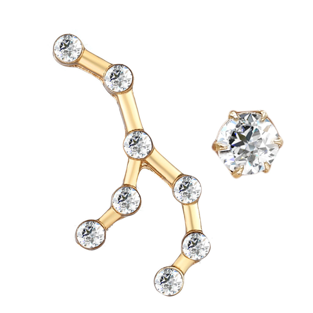 Retro creative new fashion twelve constellation stud earrings