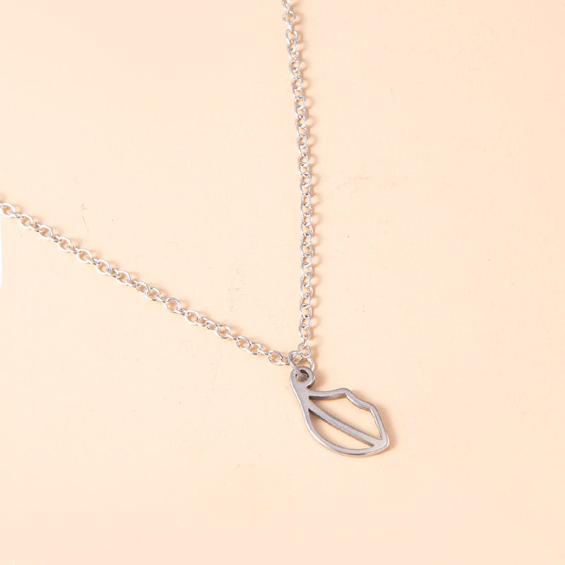 Creative Lips Pendant Necklace Silver Stainless Steel Necklaces Chokers