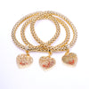 Three-color Corn Chain Rose Peach Heart Bracelet
