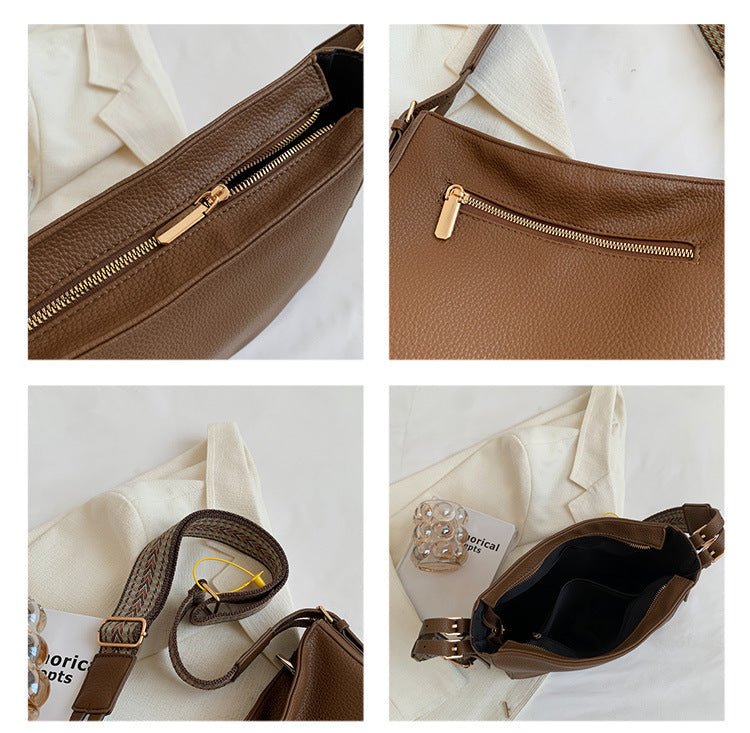 Wide Shoulder Strap Large Capacity Simple Fashion Female Bags