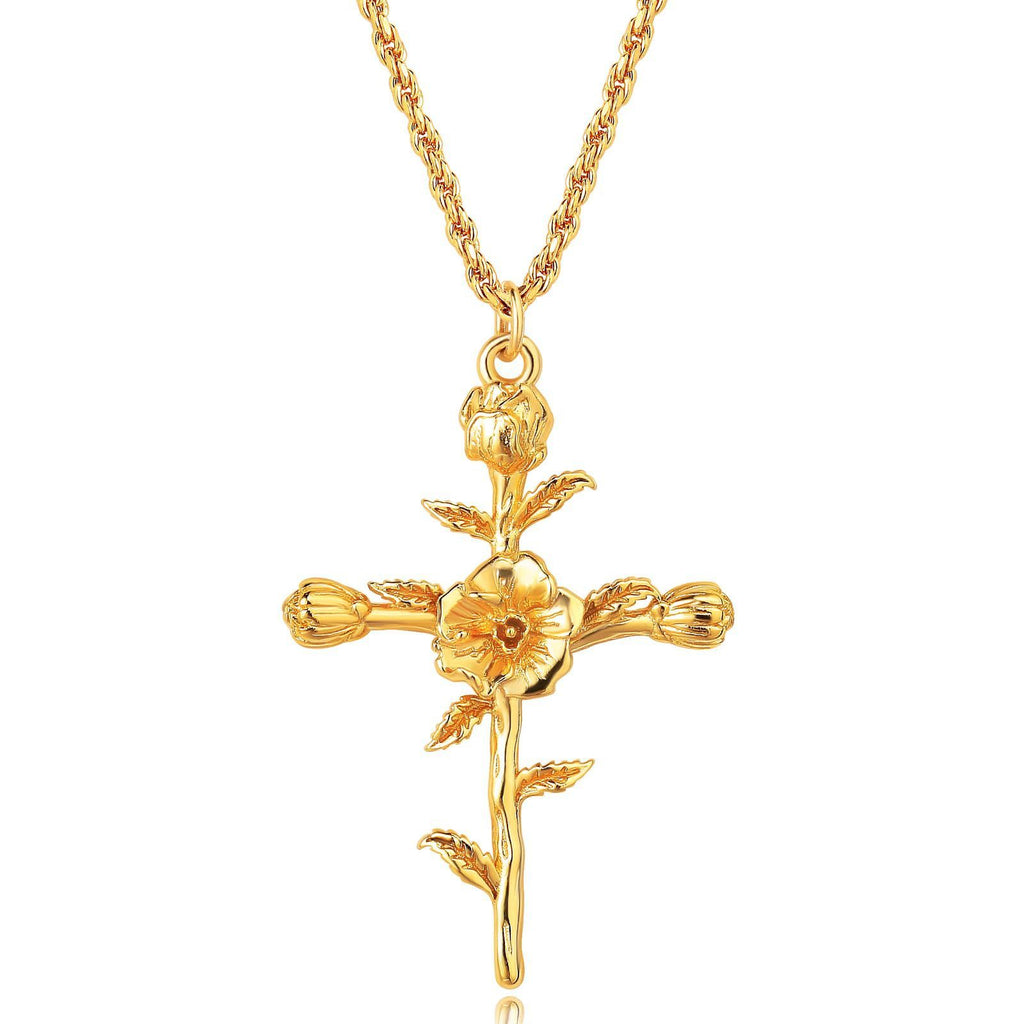 December Flower Necklace Cross Necklace Three-dimensional Vacuum