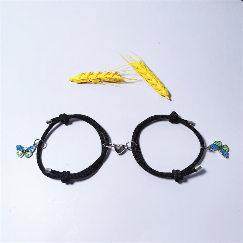 Colorful Butterfly Love Magnets Attracting Couple Bracelets