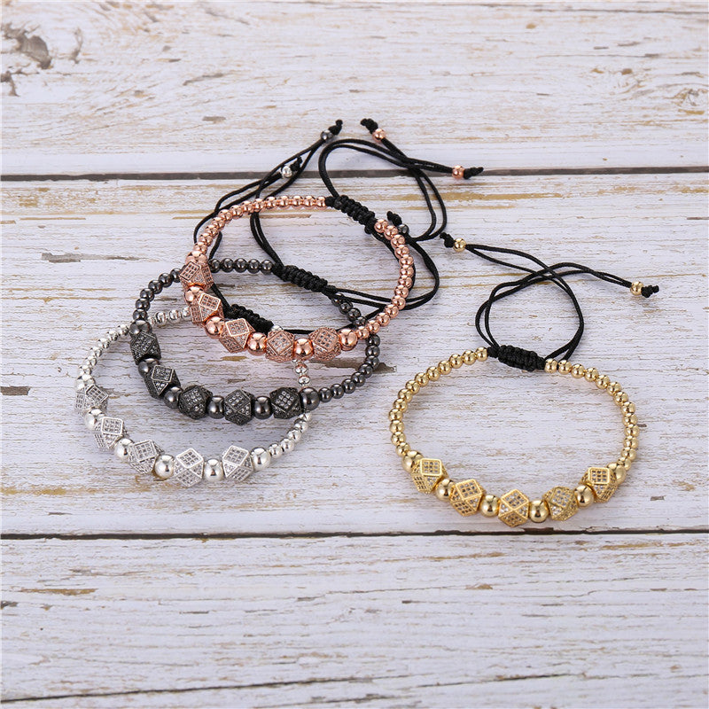 Woven five diamond four-color bracelet