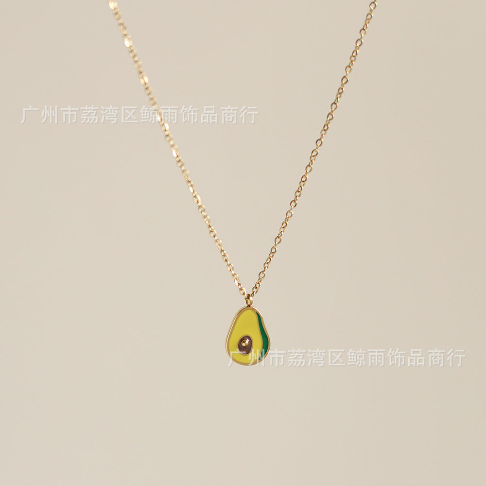 Small Colorful Oil Necklace Avocado Student Necklace