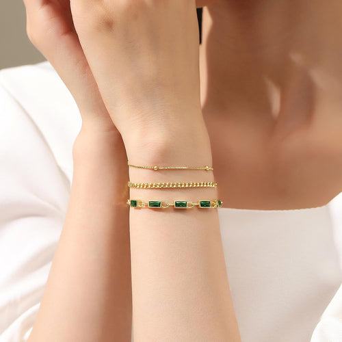 Women's Brass Plated Stacked Three-layer Color Bracelet