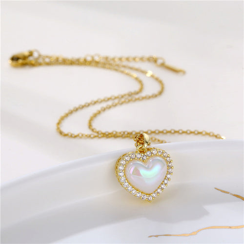 Mermaid Princess Pearl Love Stainless Steel Necklace Women