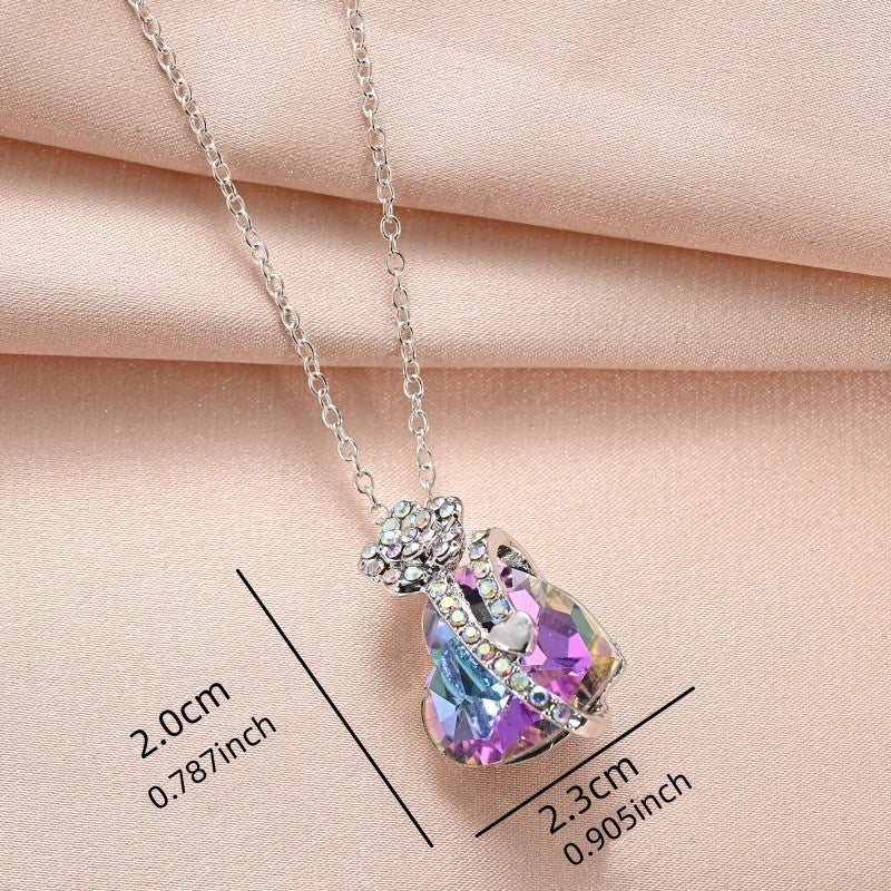 Rose Studded Diamond Pendant Necklace