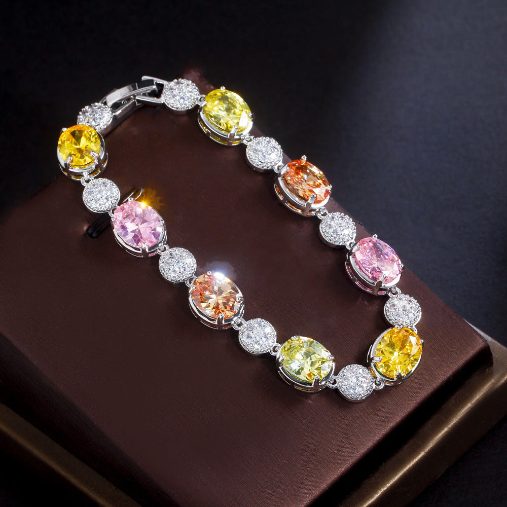 18K Gold Color Diamond Zircon Bracelet For Women