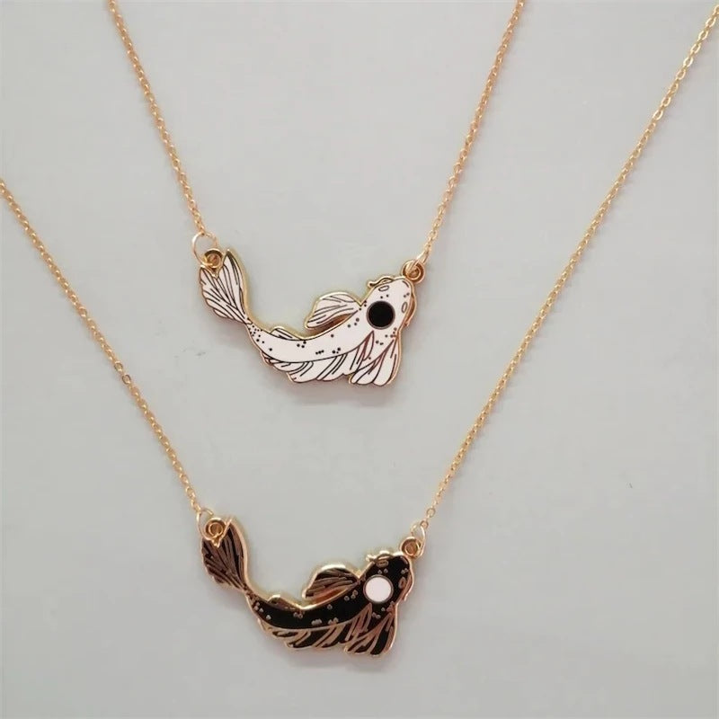 Creative Personalized Fashion Necklace Taiji Koi Drop Oil Necklace