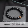 Twelve Constellation Stretch Bracelet Natural Yellow Tiger's Eye Bead Bracelets