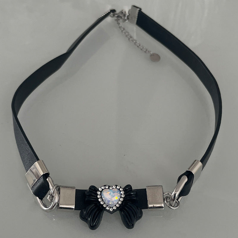 Love Heart Bow Tie Black Necklace Necklace