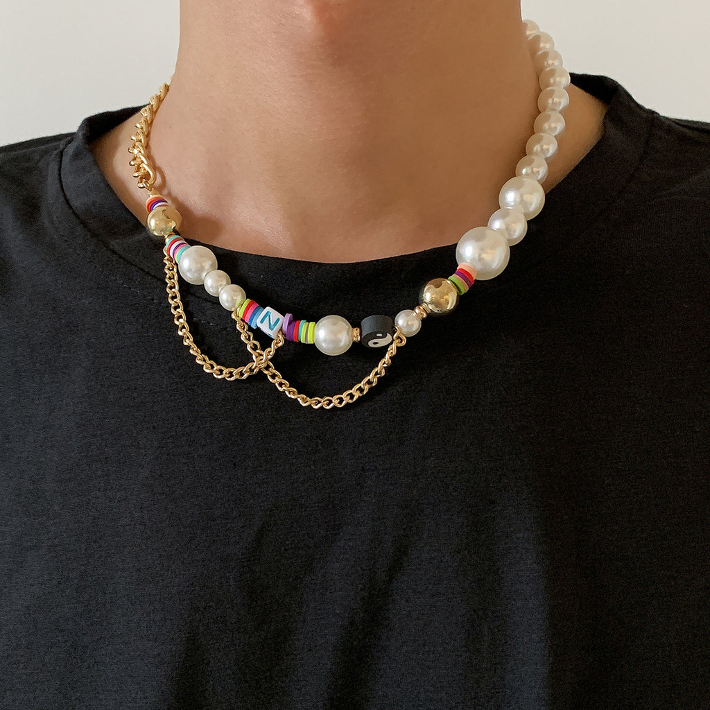 Pearl Men's Necklace New Korean Ins Wind Necklace