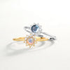 Blue Topaz Sunflower  Ring Ring