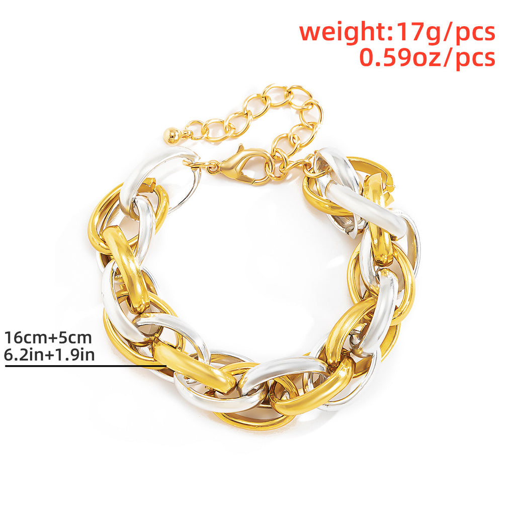 Exaggerated Hip-hop Color Matching Irregular Winding Metal Chain Bracelet