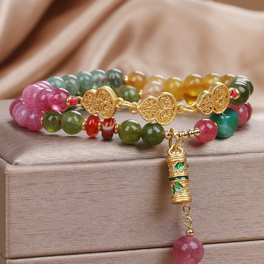 Natural Jade Color Tourmaline Bracelet For Women