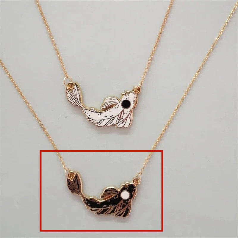 Creative Personalized Fashion Necklace Taiji Koi Drop Oil Necklace